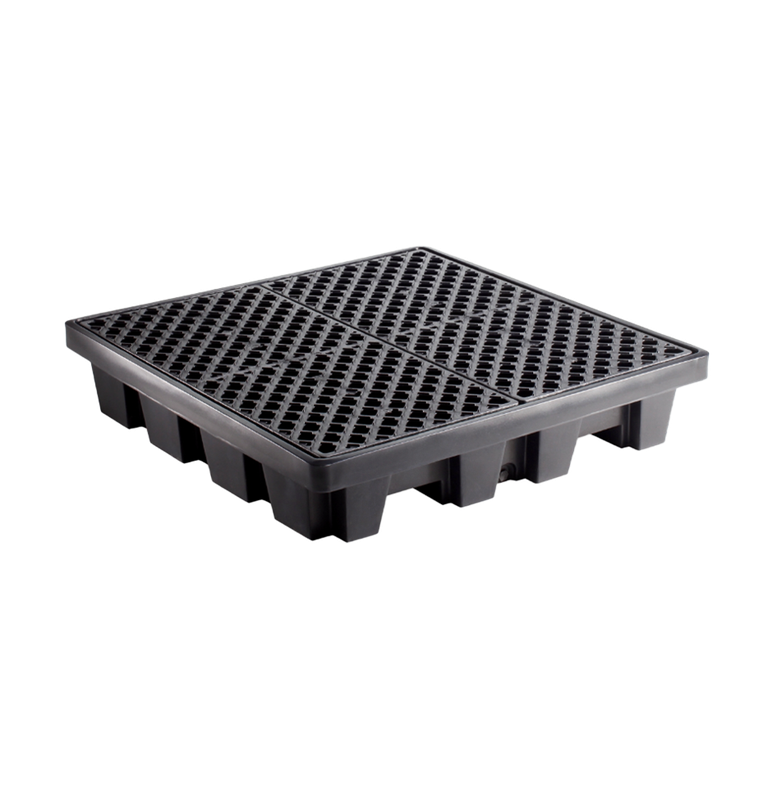 PIG® Black 4-Drum Poly Spill Containment Pallet