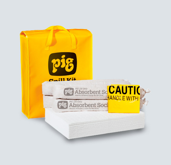 NEW PIG Kit para derrames de aceite en bolsa de alta visibilidad